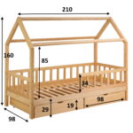 Кровать домик из массива дерева Housebed Deluxe 90×200, с ящиками (kopeeri)