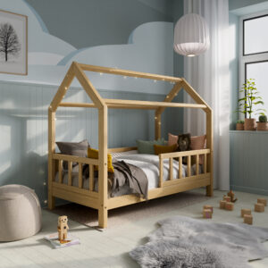 Solid wooden Housebed Deluxe 80×160- Natural lacquered