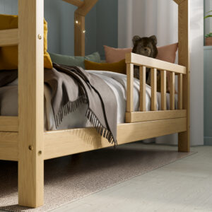 Кровать домик из массива дерева Housebed Deluxe 80×160 — Натуральное лакированное