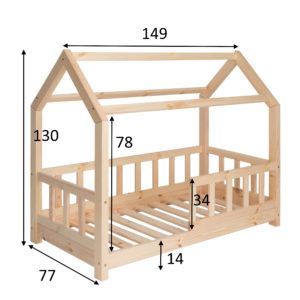 Solid wooden Housebed Deluxe 70×140