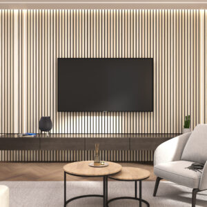Acustic wall panel – 35mm slats – 240×60 – natural birch