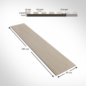 Acustic wall panel – 18mm slats – 240×60 – natural birch