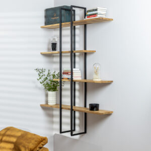 Täispuidust Seinariiul koos musta metall raamiga Äike