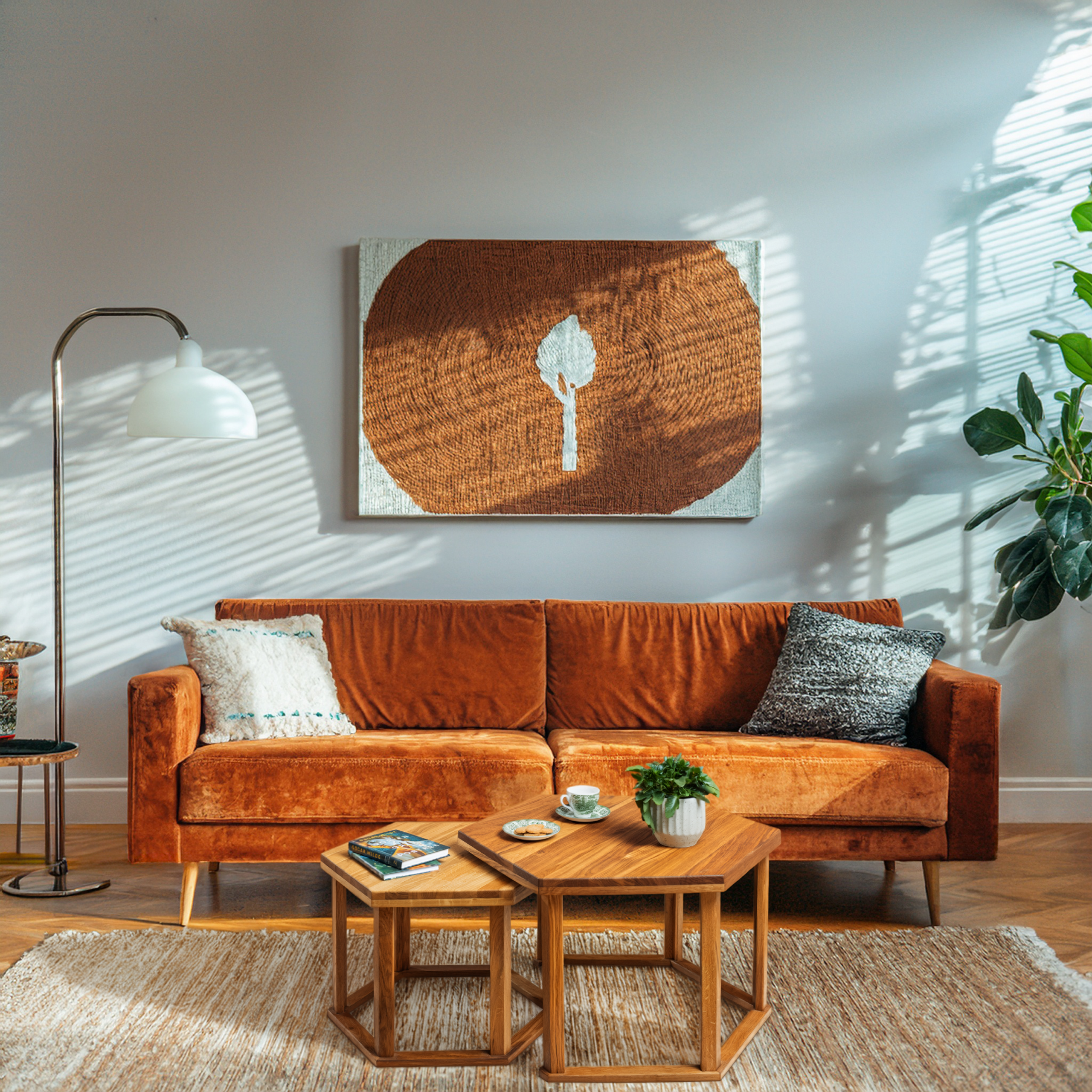Mid-century modern style coffee table set for the living room